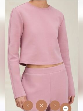 NWT Devon Windsor Cropped Crewneck Sweatshirt Soft Pink Amy Pullover Sz M $230